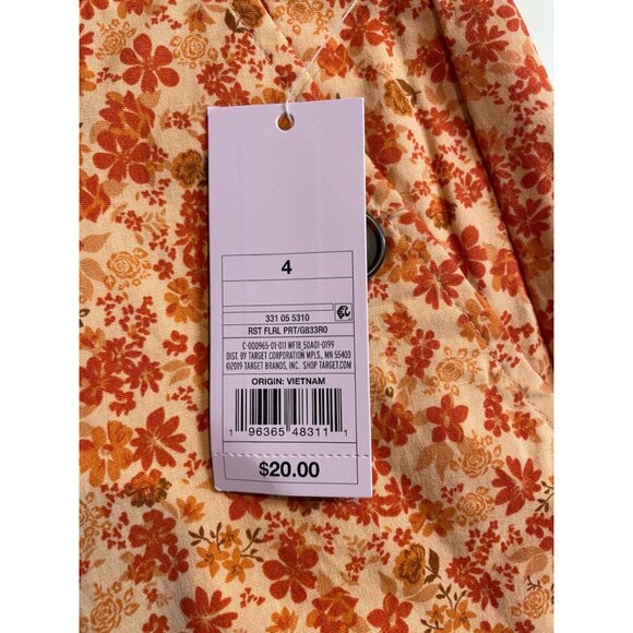 Wild Fable Womens Size 4 Orange Floral Chino Button Front Skirt - Picture 8 of 11